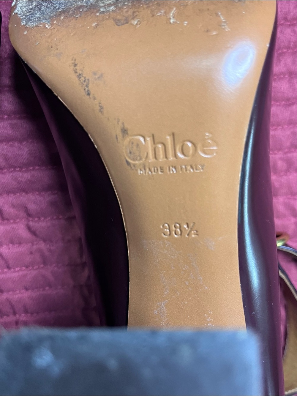 Chloé Icon Multi-Buckle Mary Jane Triple Strap Pumps Heel Burgundy 8.5 - Picture 3 of 11